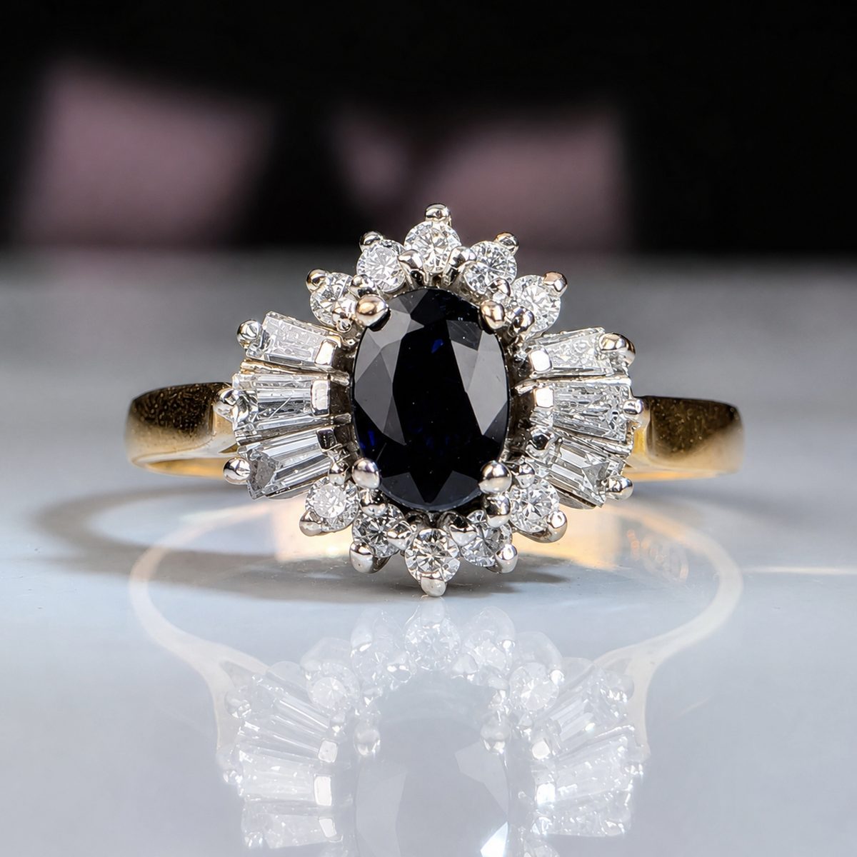 Vintage sapphire and diamond cluster estate ring, estate jewellery valuation Canberra