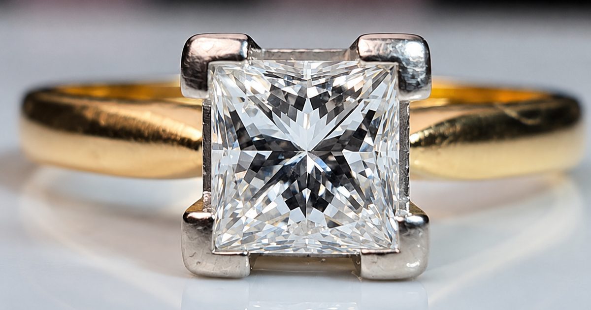 Princess-cut diamond solitaire engagement ring, diamond valuation Canberra