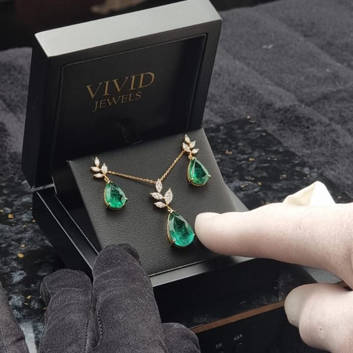 The Angel Emeralds, a set of vivid green Zambian emeralds