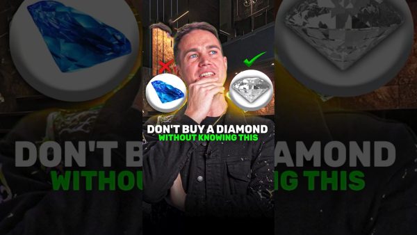 Josh Mulrine of Vivid Jewels with a blue glowing diamond and a white diamond: Don't buy a diamond without knowing this